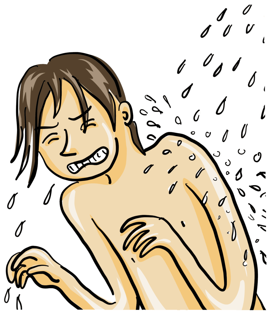 personnage de livre : le garçon, qui souffre de sensation de l'eau sur sa peau