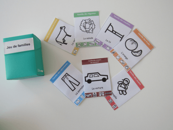 Pictogrammes sur des cartes plastifiées