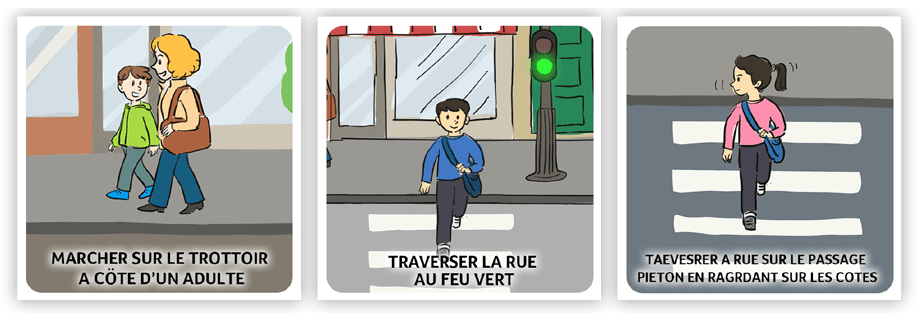 3 cartes "ce qu'il est bien de faire dans la rue"