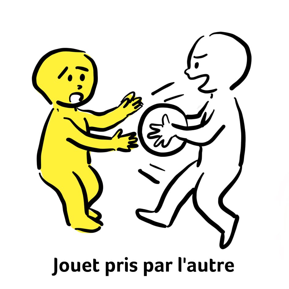 Carte "Jouet pris par l'autre" avec un jouet pris par un autre enfant