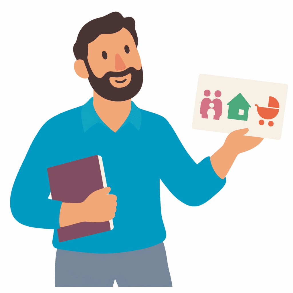 Professionnel présentant des supports d’accompagnement parental