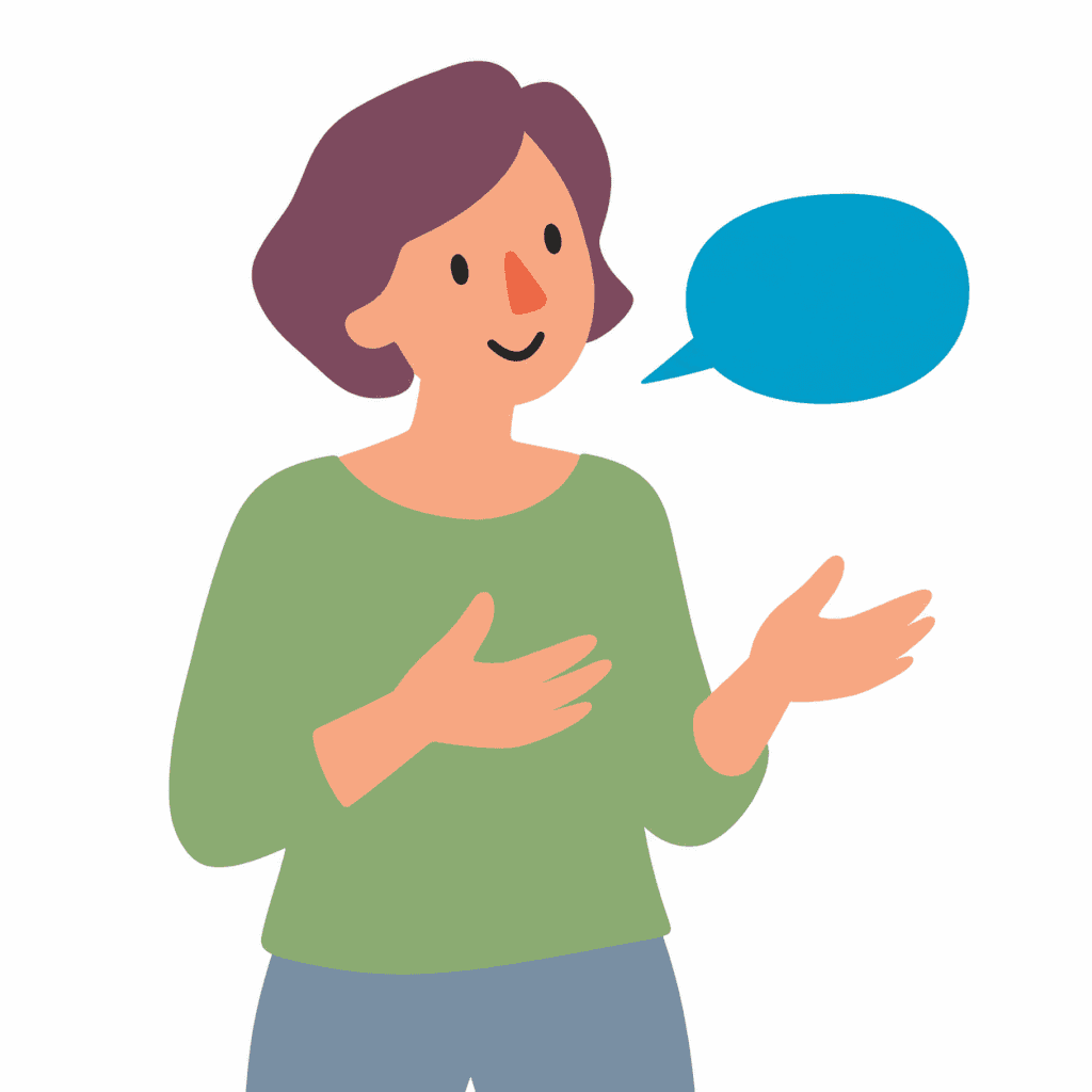 Professionnelle associant la parole à des gestes
