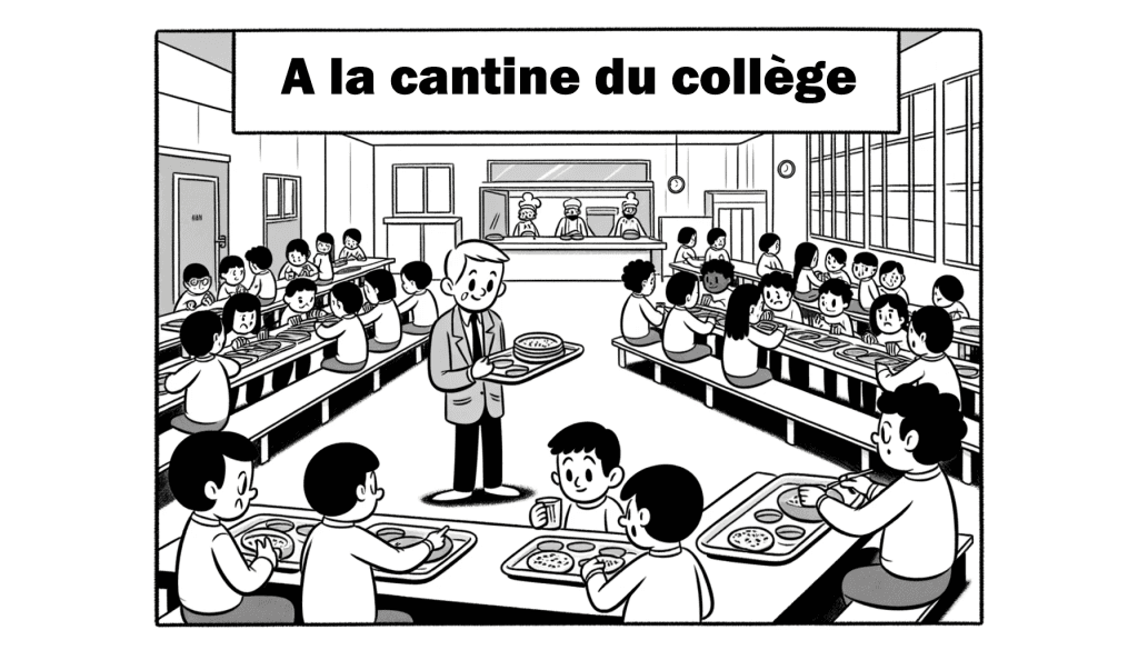 Un enfant est seul au milieu de la cantine. Les autres mangent dans leur coin